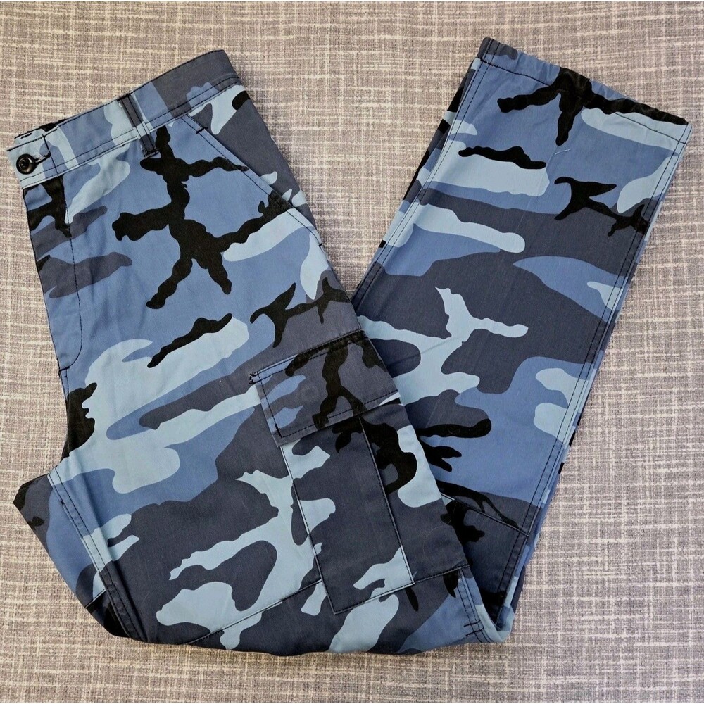 Rothco BDU Camo Pants Military Men's 34x32 Adj-Waist Reinforced-Knee Blue Cargo